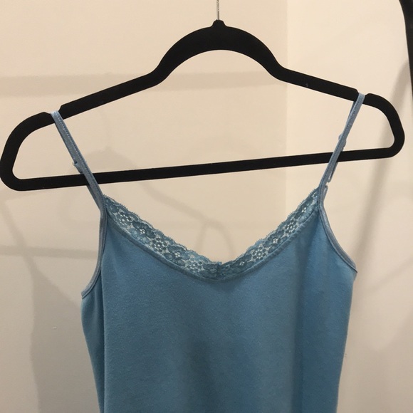 Baby blue tank dress, Lace trim, M - Picture 5 of 6